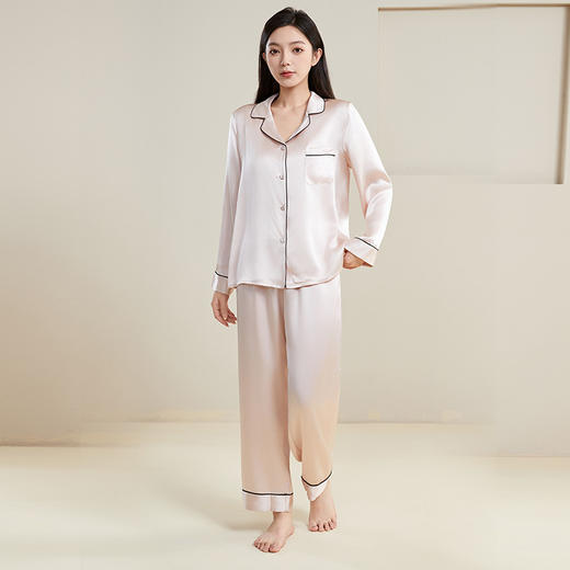 红颜周末小集市 #桑蚕丝睡衣『清辉』100% 真丝翻领睡衣，柔滑亲肤优雅家居服，质感首选 商品图2