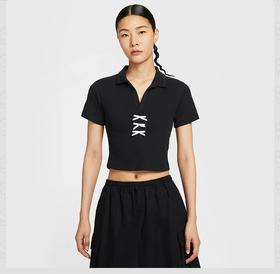 【店庆提前购】【6折】7楼NIKE耐克女子新款休闲针织罗纹修身短袖翻领运动T恤IM3393-010吊牌价349折后价209