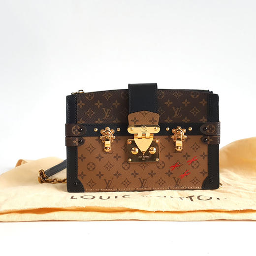 【95新】LV路易威登M43596老花拼色trunk clutch 软盒子单肩斜挎包女士190426TJ06 商品图1