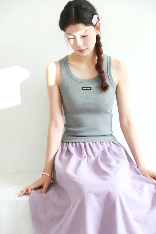 工字背心tee，元祖灰配色。低饱和氛围感复古法式圆领马甲E042566 商品图11