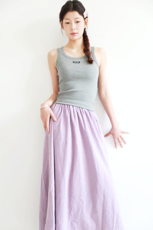 工字背心tee，元祖灰配色。低饱和氛围感复古法式圆领马甲E042566 商品图12