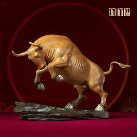 铜师傅《顶牛》办公室桌面铜摆件 家居装饰工艺品