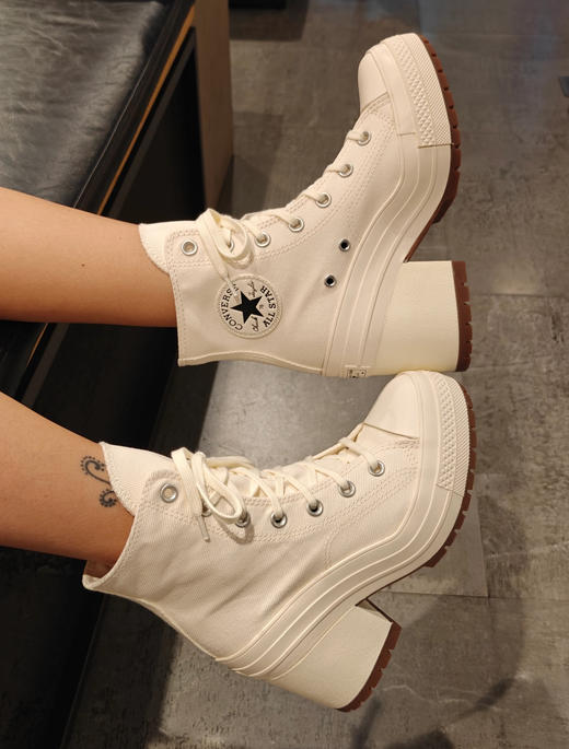 【店庆提前购】【2折】7楼CONVERSE匡威 白色女子高跟高帮板鞋A05347C吊牌价799折后价159 商品图0