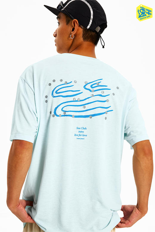 CryingCenter 反光浆河流波点水纹速干宽松运动休闲短袖T恤 商品图6