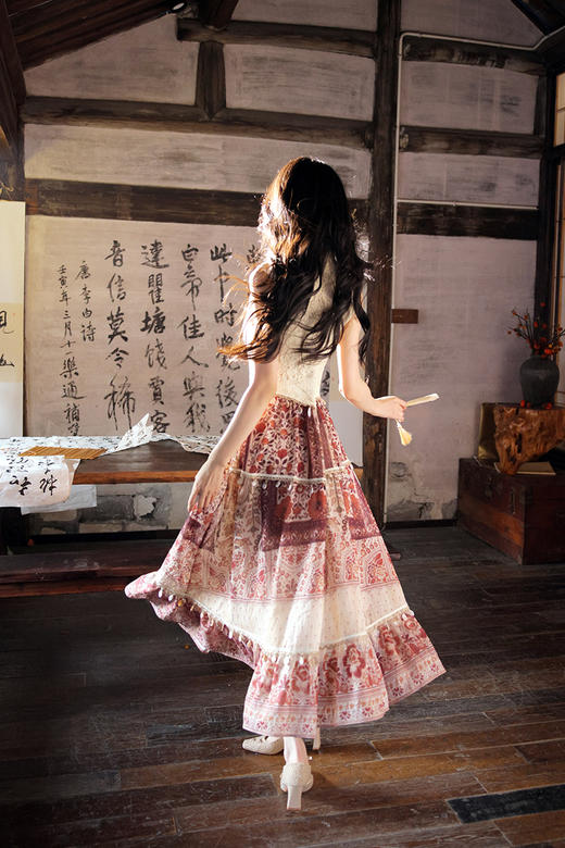 【多件多折】逸红颜明月优选 #『榴雾』榴花纳福・福运绵长｜波西米亚拼接改良旗袍连衣裙 商品图5