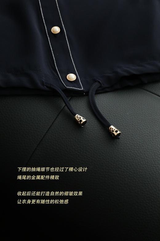 雅*同款复古撞色镂空翻领无袖抽绳上衣 商品图12