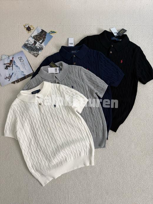 拉夫劳伦 26新款纯色Logo绞花刺绣针织短袖Polo衫 商品图3