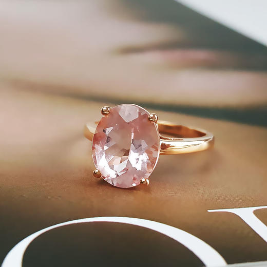 【天然正品】摩根石AU750玫瑰金镶天然约3.27克拉近全净体摩根石（爱情、好运）戒指14号（戒圈可改）060426NJT30 商品图3