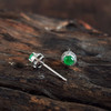 【天然正品】A货翡翠AU750白金镶钻镶天然冰种满绿蛋面翡翠耳钉5.2*5.2*16.0MM（皆取最大值）310326NJT20 商品缩略图4
