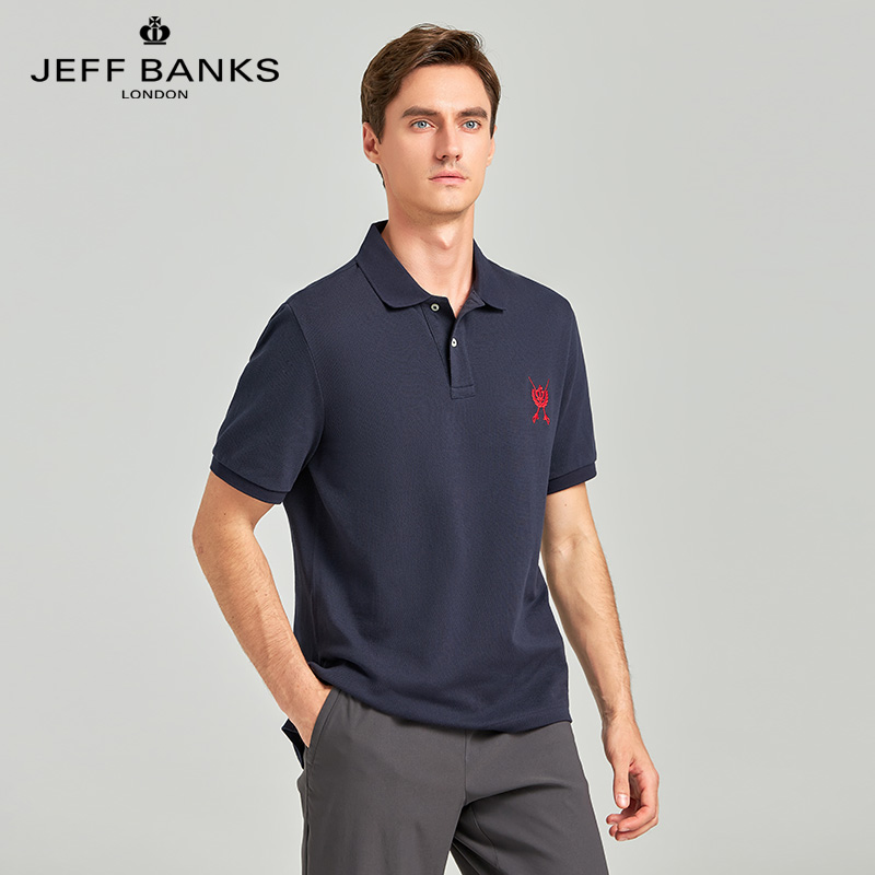 清仓【英国高端男装】JEFF BANKS 珠地棉网孔POLO衫 JBP2023001  纯色简洁 时尚百搭 简约版型 商务休闲通勤