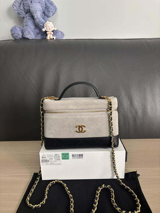 春季特惠💰980 原单香奈儿AP5186 26Ss麂皮灰拼黑LP盒子包 商品图0