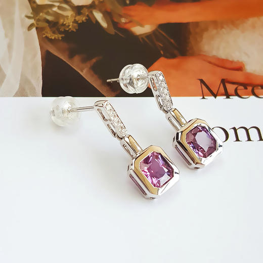 【天然正品】AU750白金镶钻镶天然0.778克拉天然紫色蓝宝石（浪漫、忠诚）耳环17号（戒圈可改）160426NJM88 商品图5