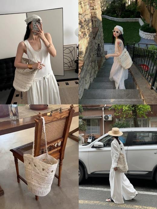 【巴厘岛的夏天】原宿风手工钩花编织度假水桶包 商品图8