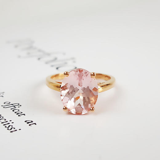 【天然正品】摩根石AU750玫瑰金镶天然约3.27克拉近全净体摩根石（爱情、好运）戒指14号（戒圈可改）060426NJT30 商品图4