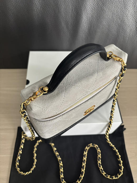 春季特惠💰980 原单香奈儿AP5186 26Ss麂皮灰拼黑LP盒子包 商品图1