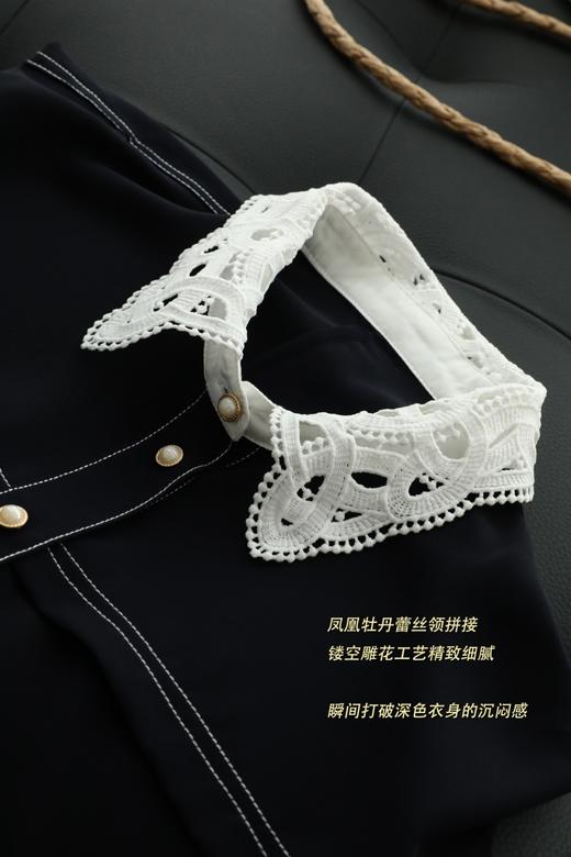 雅*同款复古撞色镂空翻领无袖抽绳上衣 商品图10