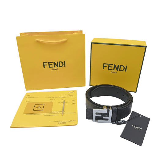 （NFC芯片防伪，糕版本） FENDI芬迪平滑扣-牛皮-皮带黑色-男款- 商品图1
