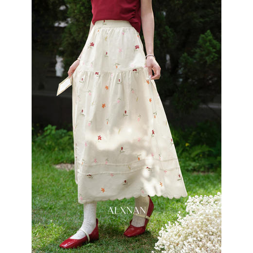 鹿向南【0417/20:00新品前1小时7折限量100件】温柔风杏色半身裙 商品图2