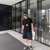巴黎家双B刺绣男女款纯棉毛圈松紧腰抽绳短裤 商品缩略图0