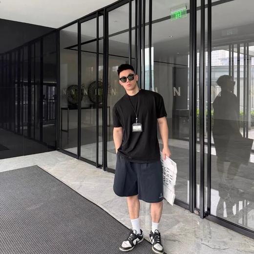 巴黎家双B刺绣男女款纯棉毛圈松紧腰抽绳短裤 商品图0