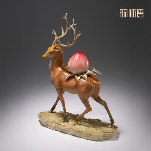 铜师傅《福禄寿进门》客厅桌面铜鹿摆件 家居装饰工艺品 商品图3