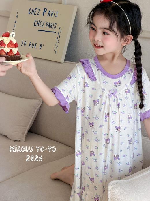 【GZ】无忧购新款女童莫代尔睡裙卡通可爱家居裙子短袖连衣裙 2620（截单后3-5天发货） 商品图3