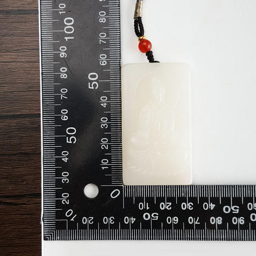 【天然正品】天然青海料细腻一级白油润度佳雕观音造型平安无事牌和田玉吊坠项链57.5*32.7*8.4MM（皆取最大值）140426NJ19 商品图2