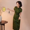西子/朱玉落微弹棉感新中式立领提花短袖旗袍连衣裙/QPZH0069 商品缩略图1