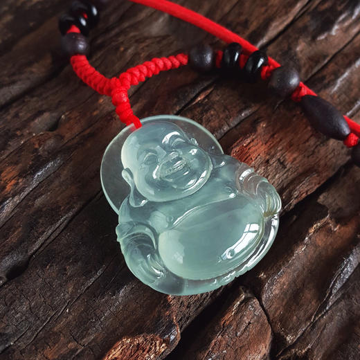 【天然正品】A货翡翠 天然收藏级细腻老坑冰种晴水佛公造型翡翠吊坠项链32.2*27.2*8.6MM（皆取最大值）270326TJ10 商品图4