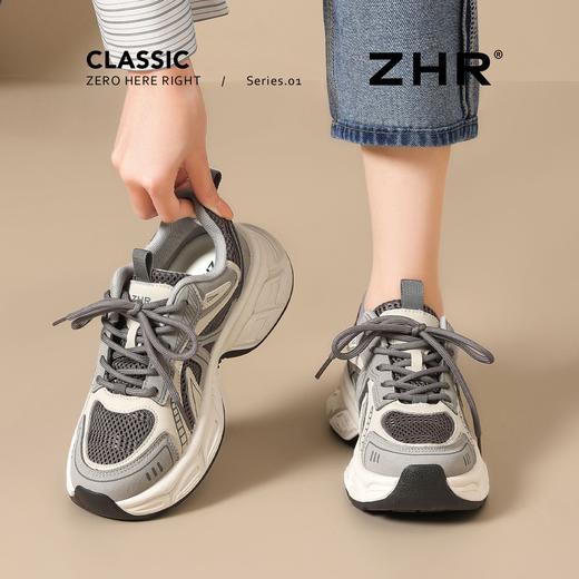 ZHR复古百搭时尚老爹鞋女春季新款厚底通勤增高透气运动休闲鞋女 商品图4