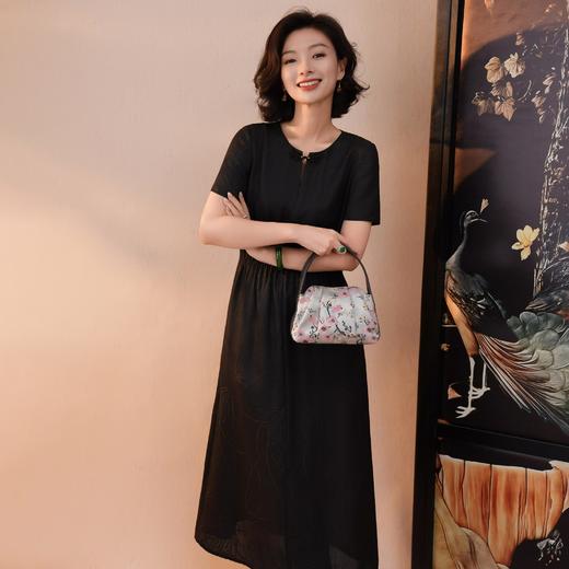 西子/空谷佳人25姆米桑蚕丝桑波缎非遗香云纱连衣裙/CQHY0338 商品图4
