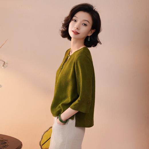 西子/春不晚25姆米桑蚕丝桑波缎七分袖衬衫上衣/SYYH0169 商品图4