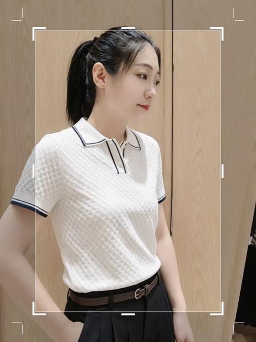 哈吉斯26春夏新款女士日常休闲通勤翻领针织Polo衫 商品图3