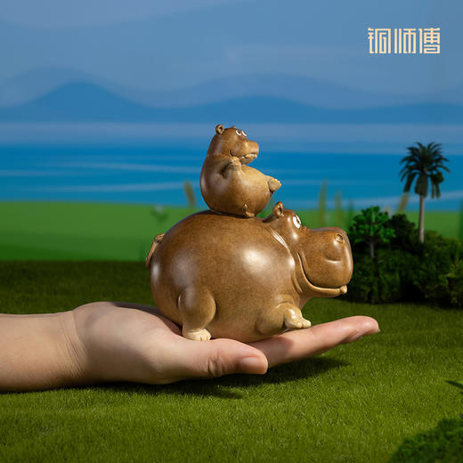 铜师傅《亲子系列》鲨鱼 猩猩桌面客厅玄关铜摆件装饰礼品 商品图4