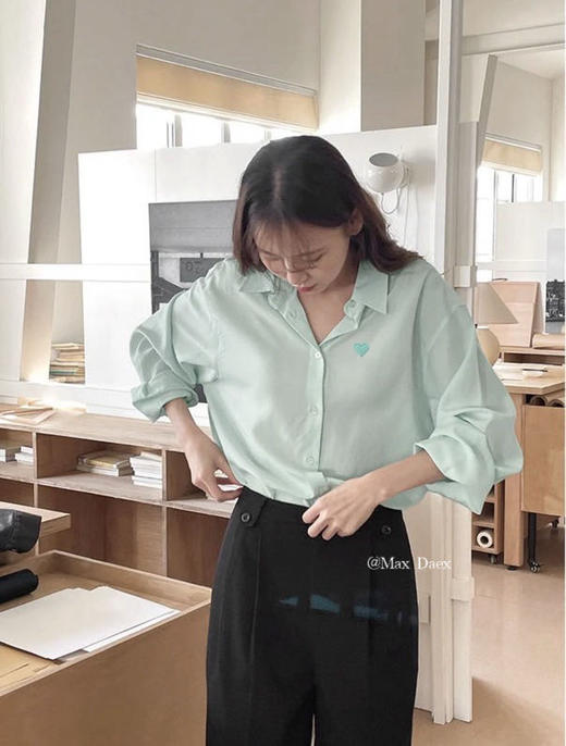 Max Daex薄荷奶油绿爱心衬衫 | 温柔又淡雅，自带清冷韩系氛围感 商品图2