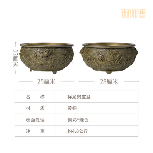 铜师傅铜摆件《祥龙聚宝盆》桌面客厅家居装饰品家用开业乔迁摆件 商品图5