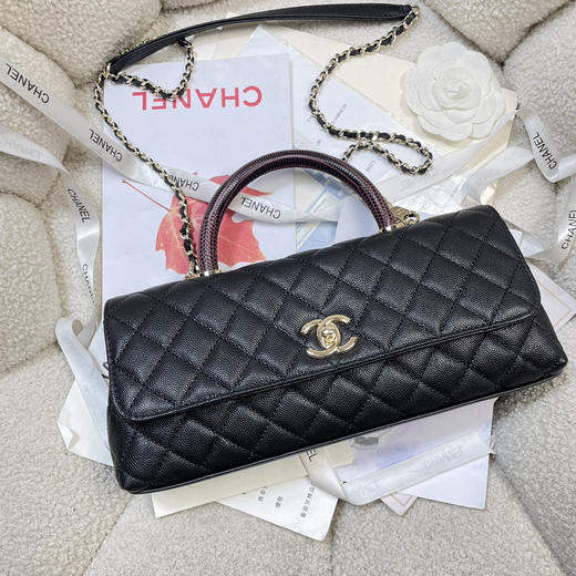 春季特惠💰1100 原单香奈儿 浅金6091 26P 横版的法棍包 Coco handle 黑色太酷啦 商品图4
