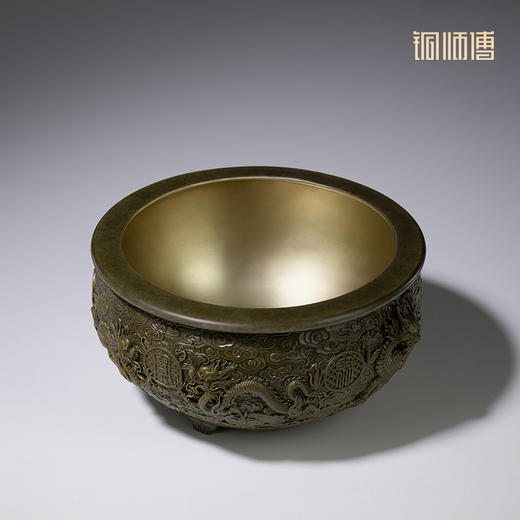 铜师傅铜摆件《祥龙聚宝盆》桌面客厅家居装饰品家用开业乔迁摆件 商品图1