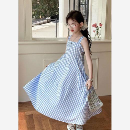 【藏肉显瘦❗️清新韩系氛围】女童连衣裙夏季新款韩版中大童格子吊带背心长裙子亲子沙滩裙网红 商品图1