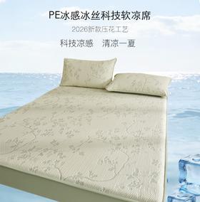 【PE冰感凉席三件套】立体透气网设计，吸湿排气！分子PE 凉感纤维，软乎乎云朵触感，舒适亲肤！可折叠收纳机洗！【LL-X】