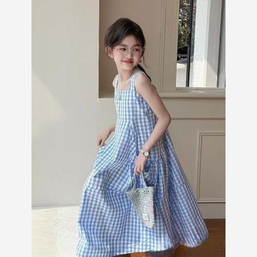 【藏肉显瘦❗️清新韩系氛围】女童连衣裙夏季新款韩版中大童格子吊带背心长裙子亲子沙滩裙网红 商品图2
