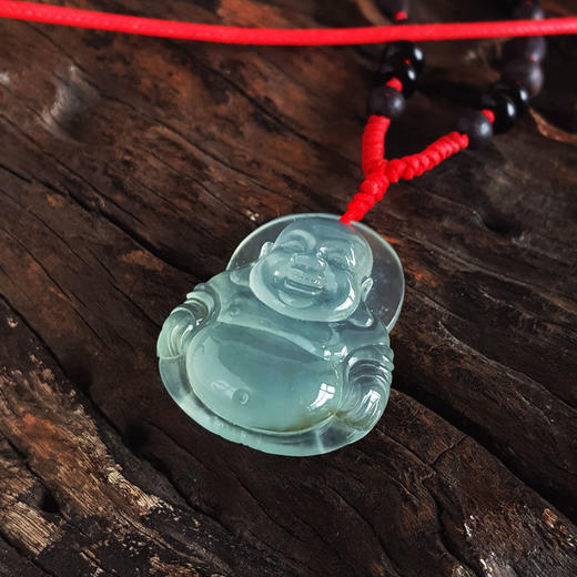 【天然正品】A货翡翠 天然收藏级细腻老坑冰种晴水佛公造型翡翠吊坠项链32.2*27.2*8.6MM（皆取最大值）270326TJ10 商品图3