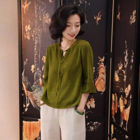 西子/春不晚25姆米桑蚕丝桑波缎七分袖衬衫上衣/SYYH0169
