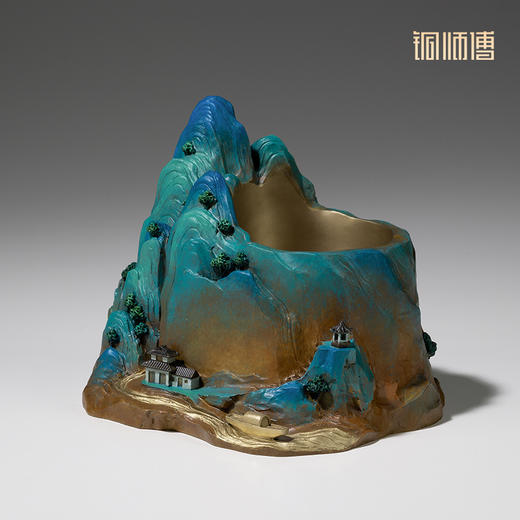 铜师傅《千里江山笔筒》家居饰品桌面客厅书房铜摆件送老师礼物 商品图1