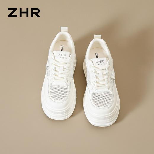 ZHR网面透气6cm厚底小白鞋26夏季新款小个子超轻运动休闲鞋女鞋 商品图3