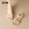 ZHR法式水钻交织细带平底凉鞋女鞋2026新款百搭通勤轻便罗马凉鞋 商品缩略图4