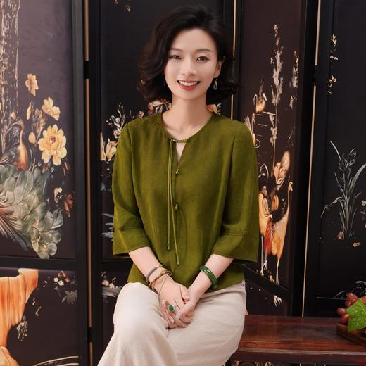 西子/春不晚25姆米桑蚕丝桑波缎七分袖衬衫上衣/SYYH0169 商品图3