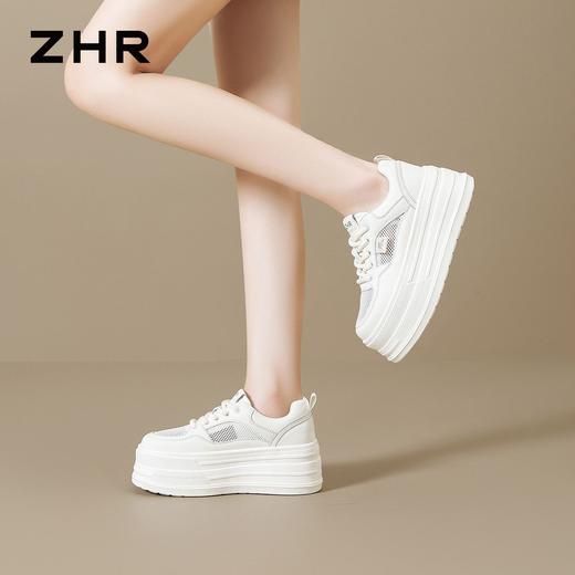 ZHR网面透气6cm厚底小白鞋26夏季新款小个子超轻运动休闲鞋女鞋 商品图8