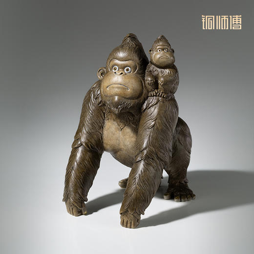 铜师傅《亲子系列》鲨鱼 猩猩桌面客厅玄关铜摆件装饰礼品 商品图3