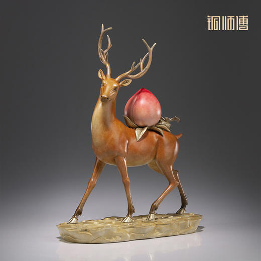 铜师傅《福禄寿进门》客厅桌面铜鹿摆件 家居装饰工艺品 商品图1
